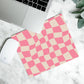 Mousepad Pink Wavy Checkerboard Design