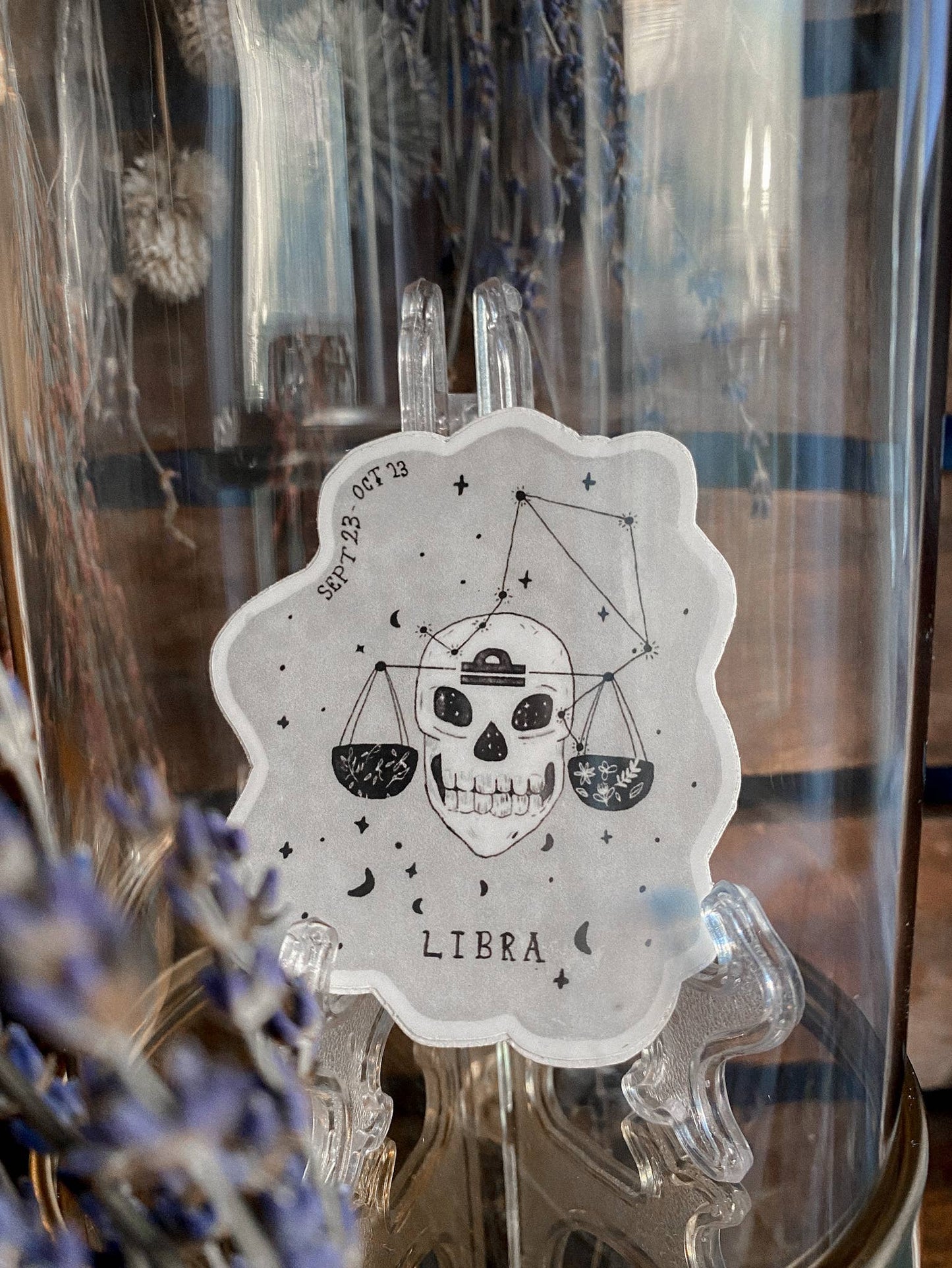 Libra Astrology Skull Sticker