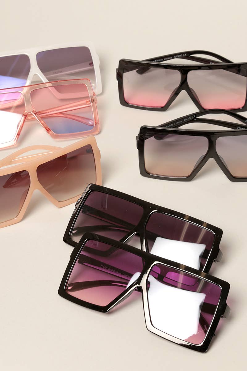 Square Unisex Oversized Sunglasses, Assorted Colors