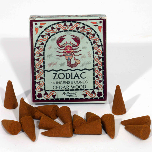 Scorpio Cedar Scent Zodiac Incense Cones, Set of 16