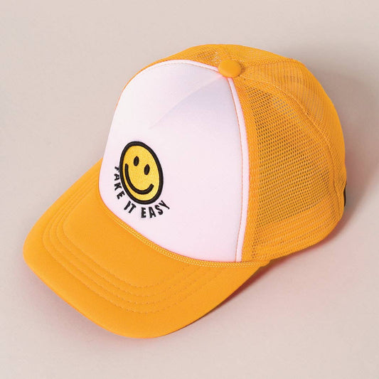 Mango Take It Easy Happy Face Trucker Hat