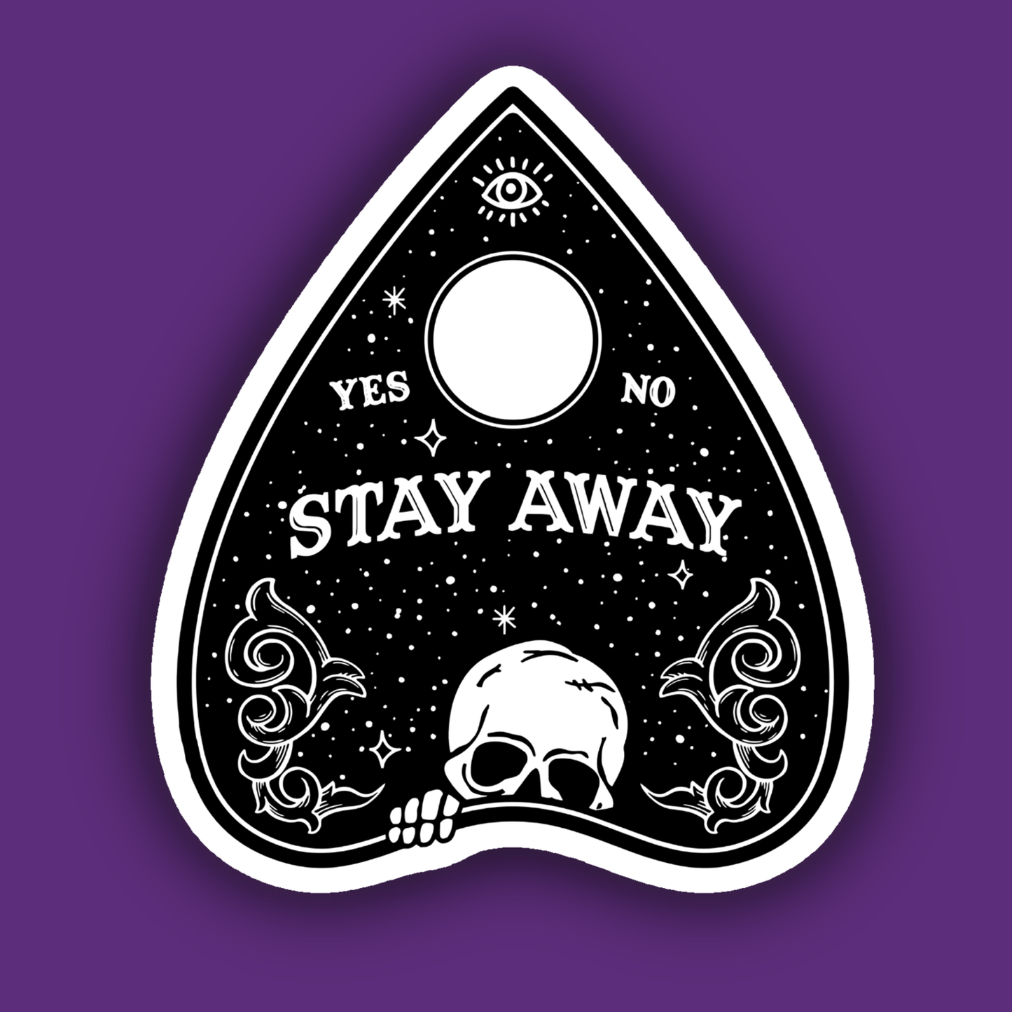 Stay Away Skeleton Planchette Sticker