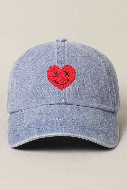 Denim Heart Smile Baseball Hat