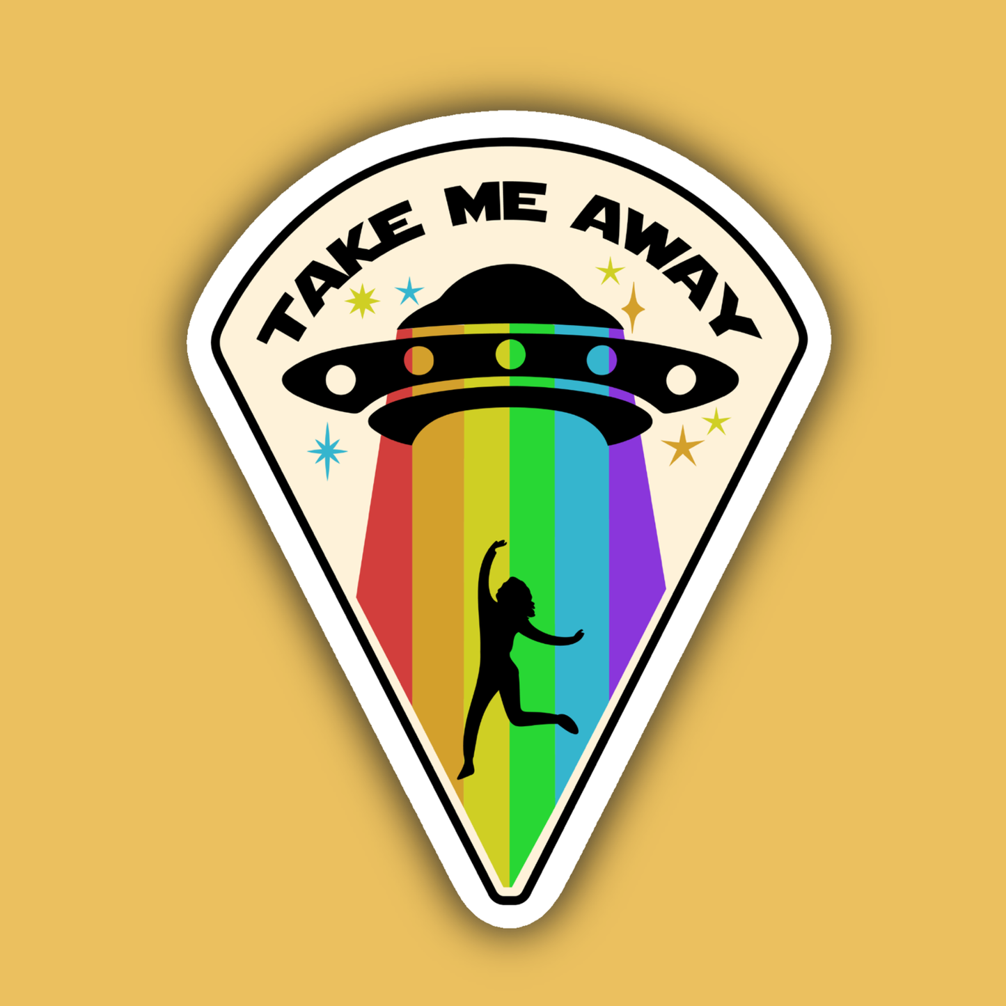 Take Me Away Rainbow UFO Abduction Magnet