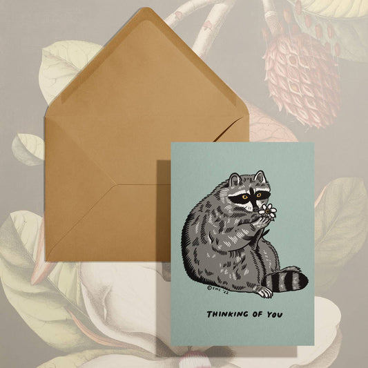 Thinking of You (Raccoon) Greeting Card