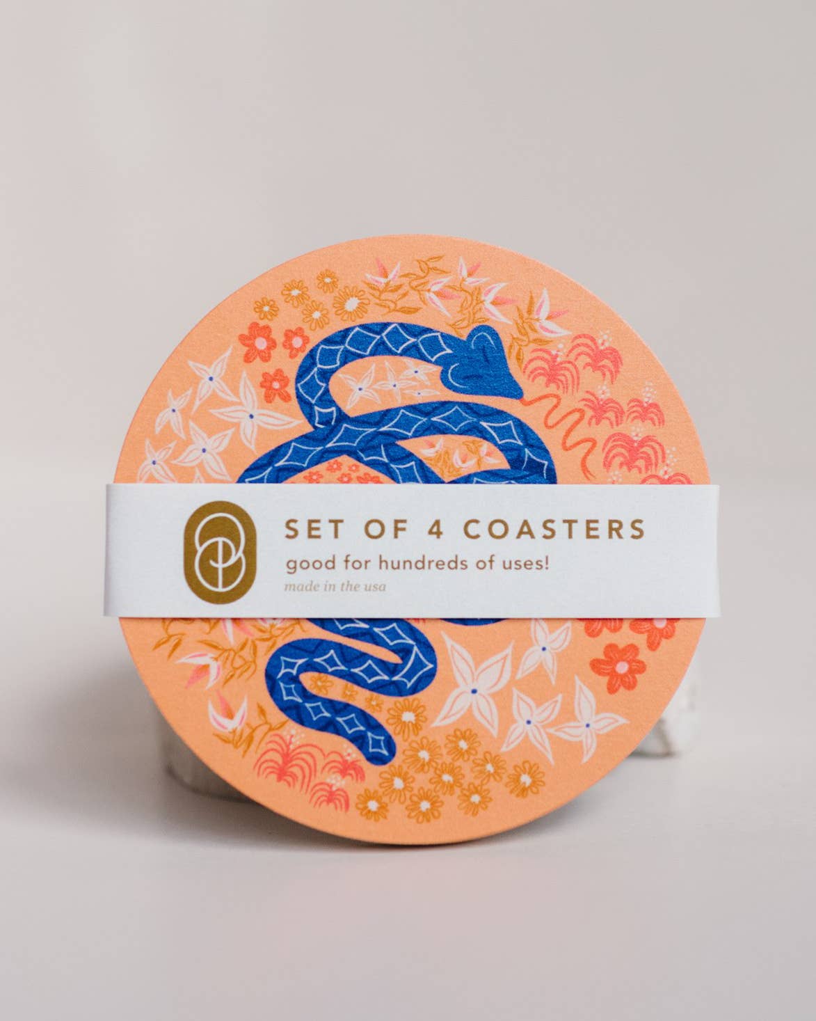 Snake Reusable Chipboard Coasters, Set of 4