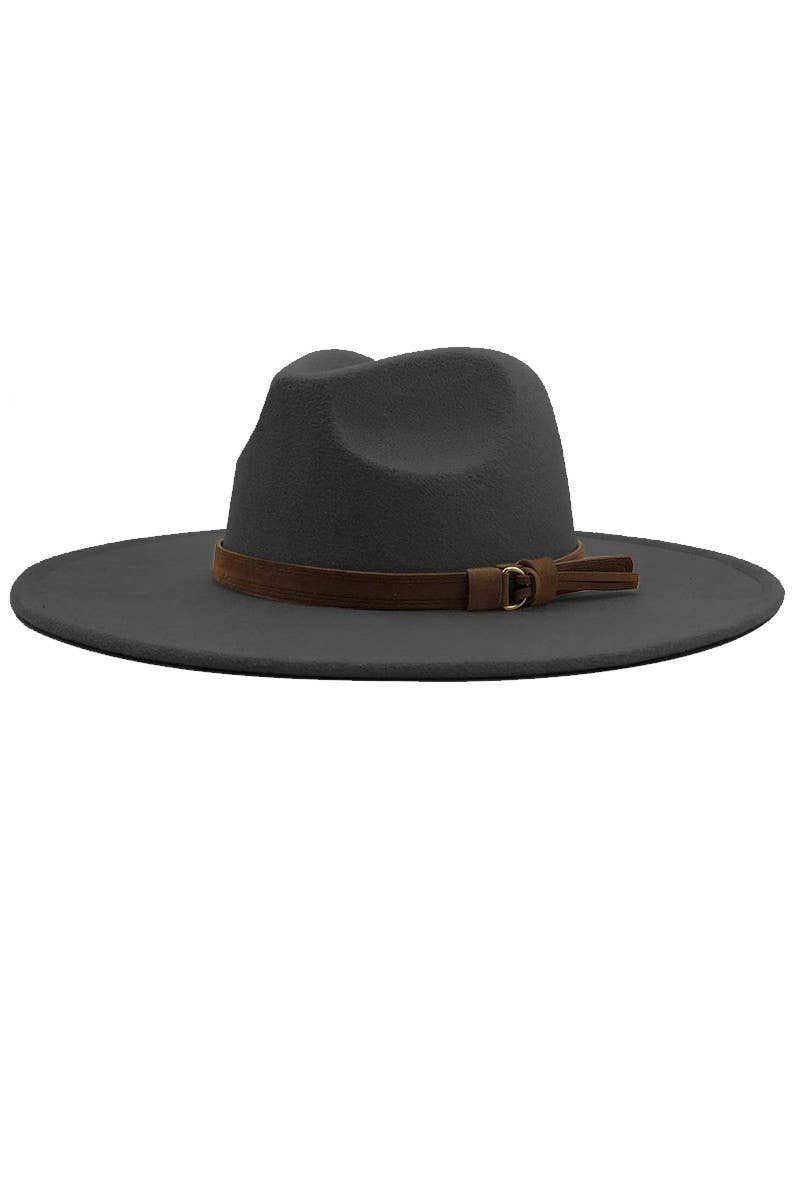Dark Grey Wide Brim Panama Hat
