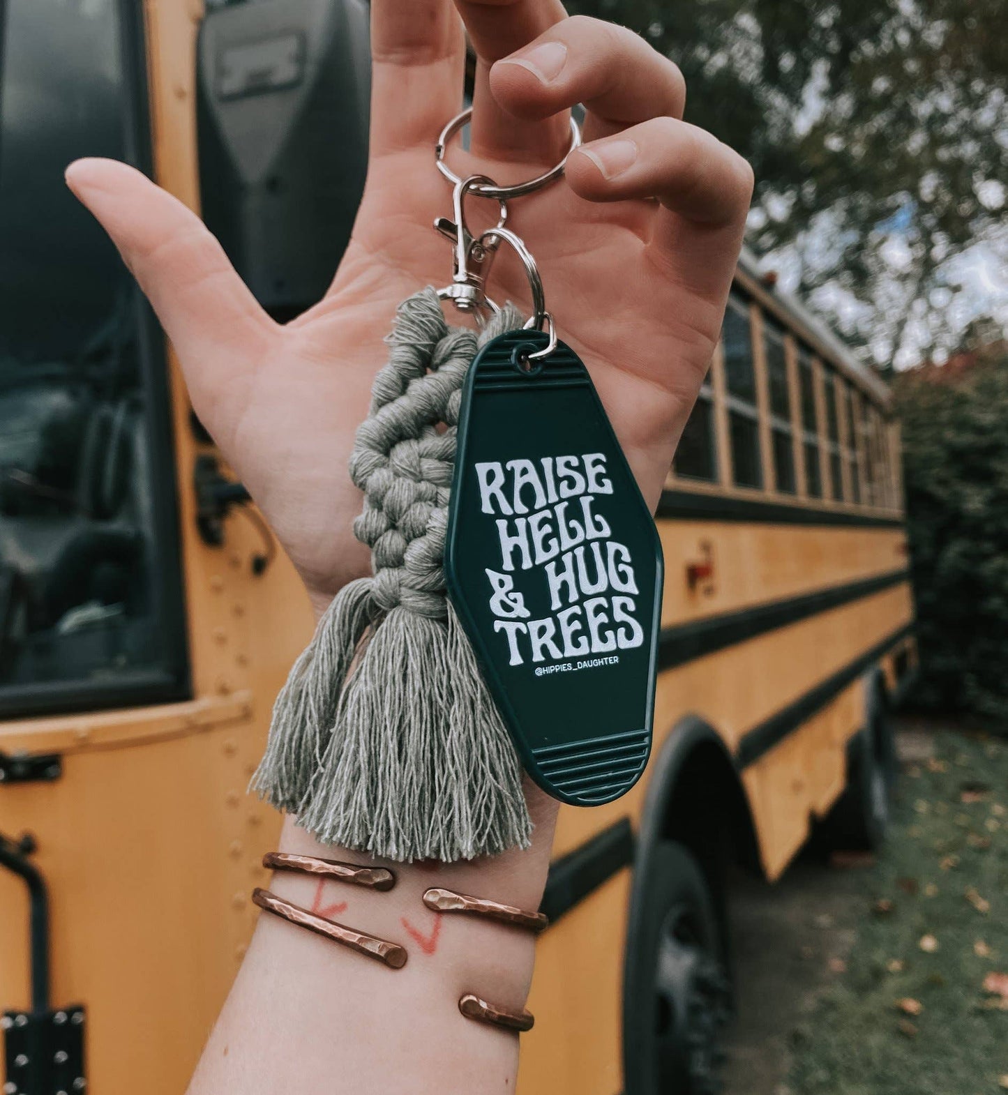 Raise Hell & Hug Trees Motel Keychain