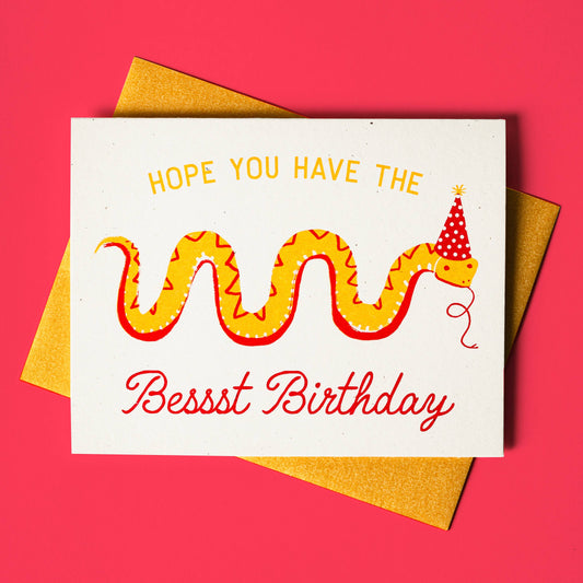 Bessst Birthday Snake Risograph Greeting Card