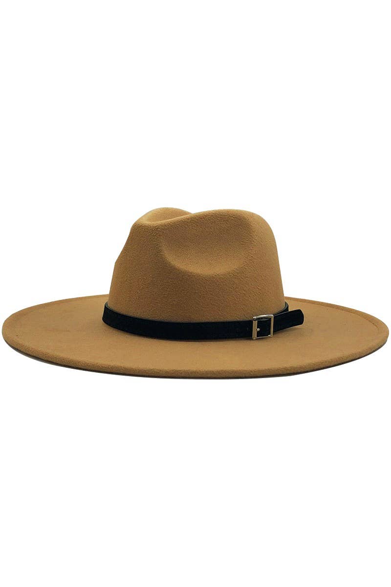 Light Khaki/Black Wide Brim Panama Hat