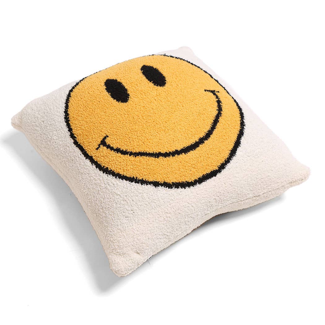 White Smiley Happy Face Pillow