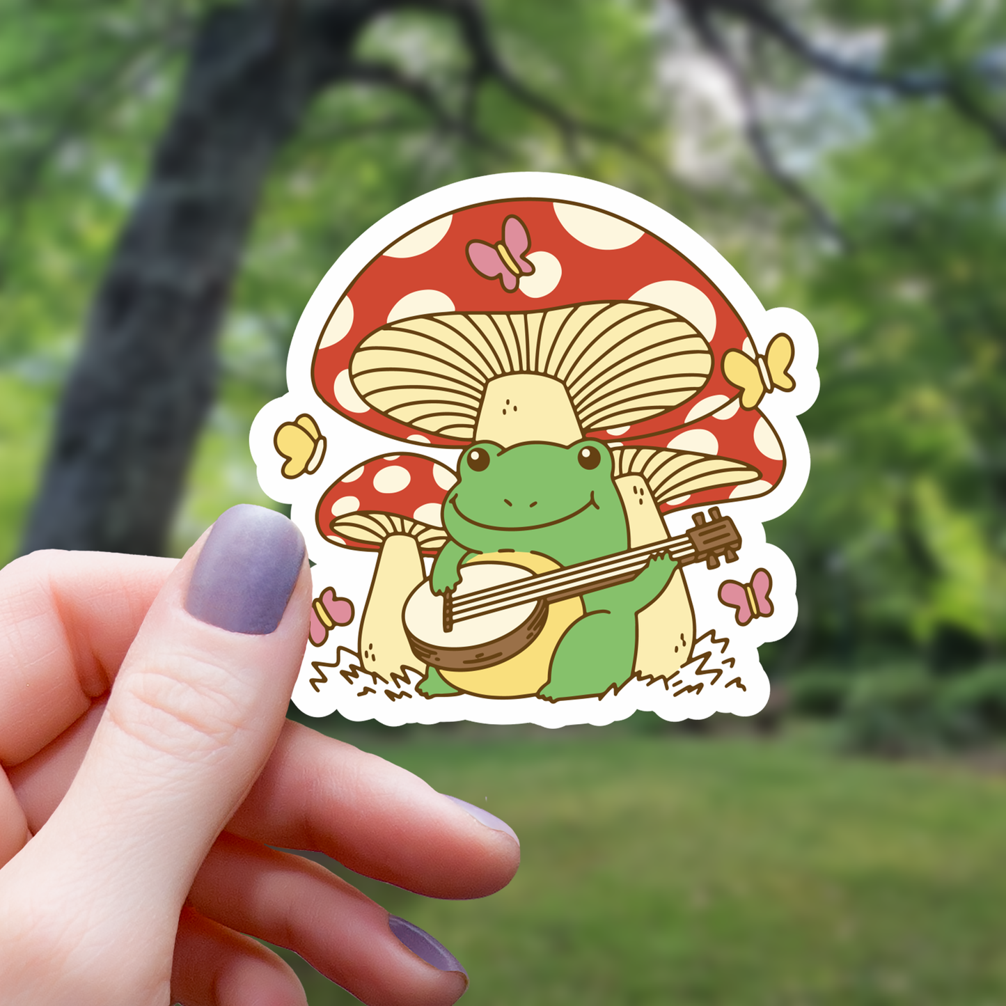 Mushroom Banjo Frog Sticker