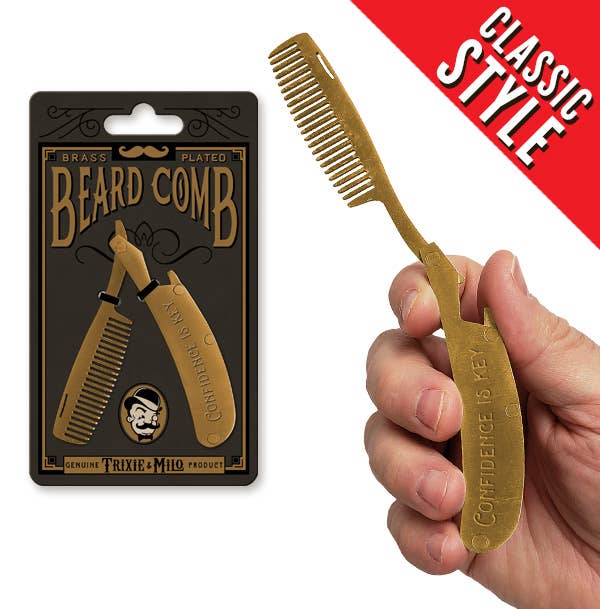 Folding Beard Comb Brass Plated
