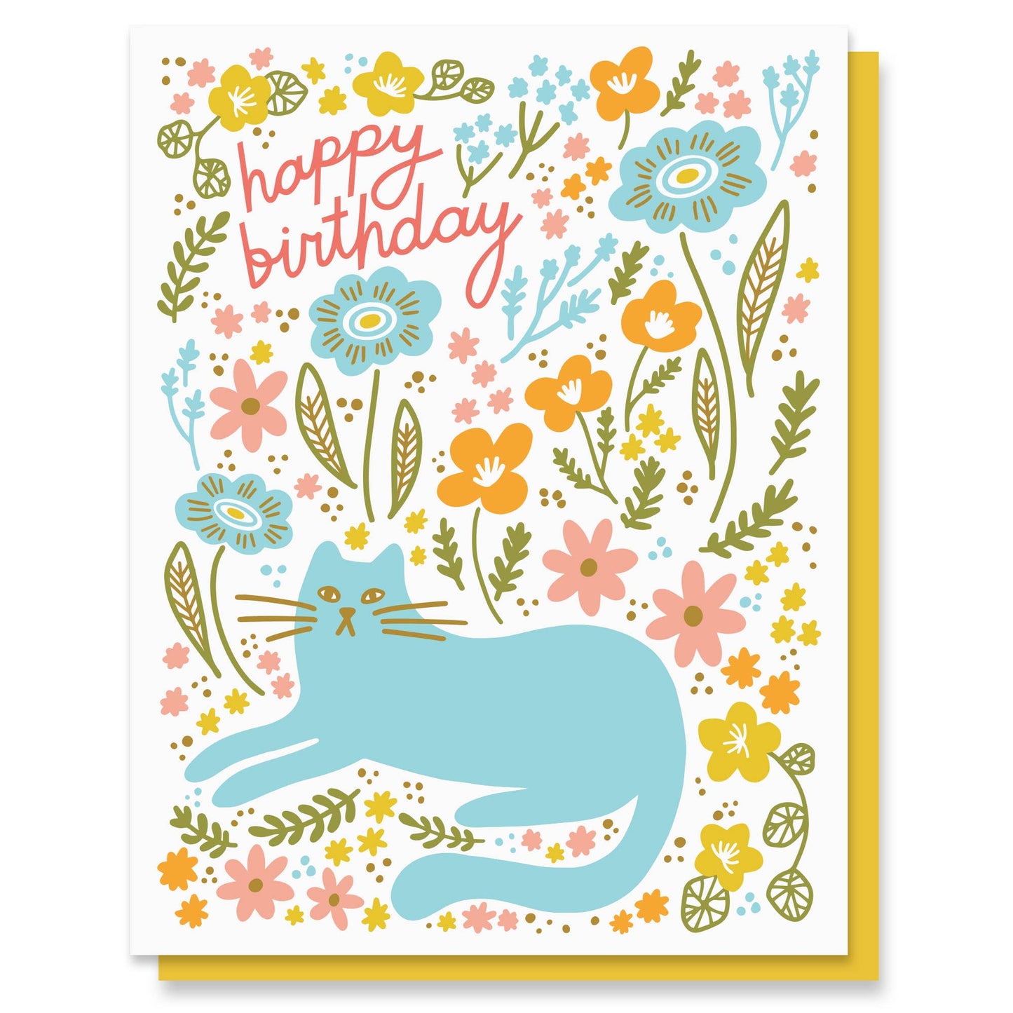Cat Garden Birthday Greeting Card