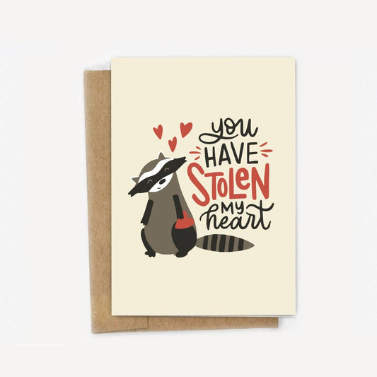 You Have Stolen My Heart Raccoon Greeting Card