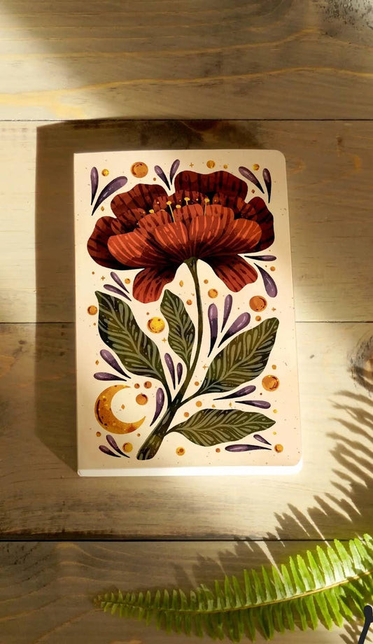 Burgundy Bloom Layflat Notebook