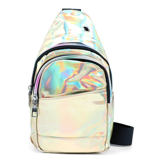 Golden Iridescent Sling Bag with Earphone Hole