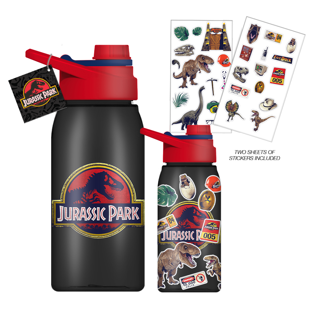 Jurassic Park BPA Free 20oz Water Bottle with Sticker Set
