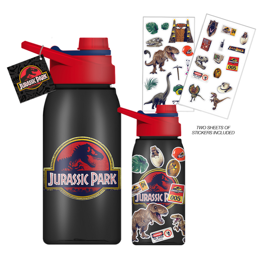 Jurassic Park BPA Free 20oz Water Bottle with Sticker Set
