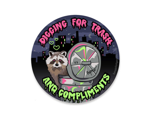 Digging for Trash Raccoon Sticker