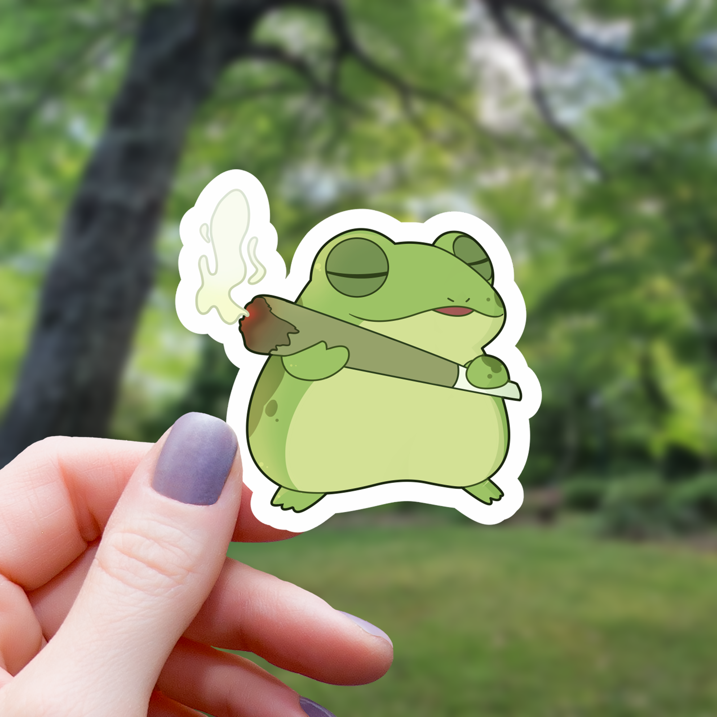 Cute Frog Holding a Joint Sticker