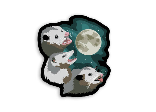 Three Possum Moon Sticker