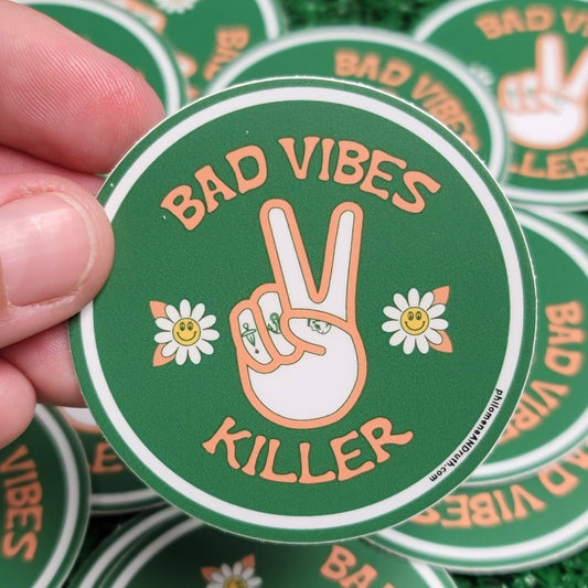 Bad Vibes Killer Tattoo Hand Sticker