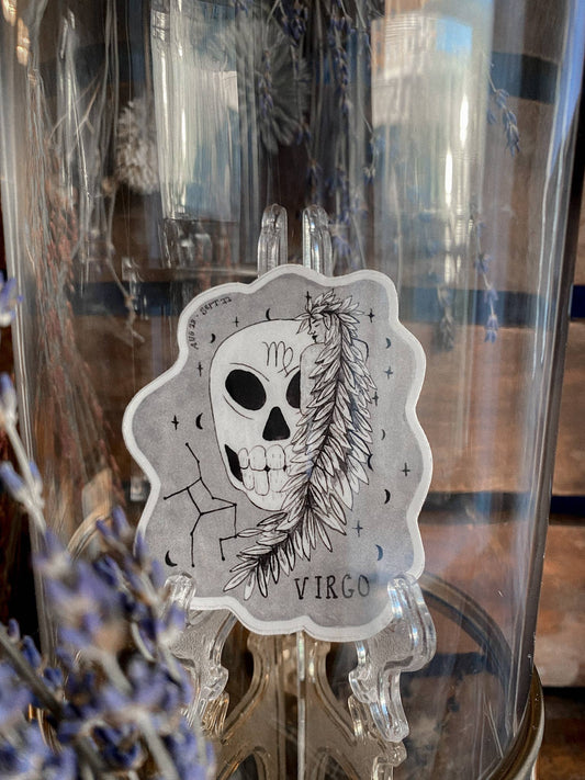 Virgo Astrology Skull Sticker