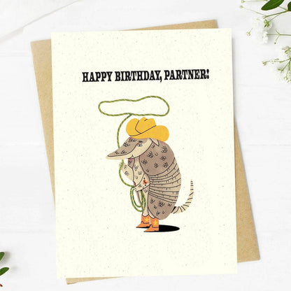 Happy Birthday, Partner Armadillo Birthday Greeting Card
