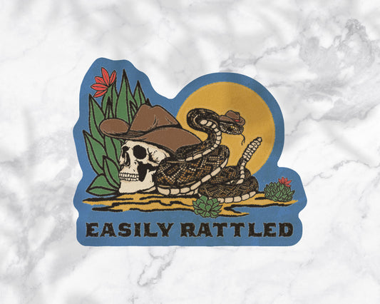 Rattlesnake Cowboy Easily Rattled Sticker