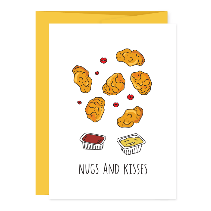 Chicken Nugs and Kisses Greeting Card
